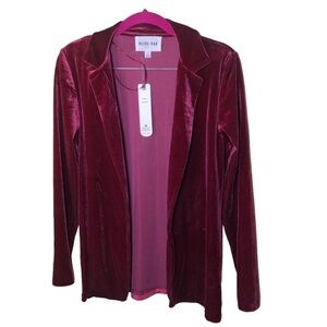 Olive + Oak open front velvet blazer size S